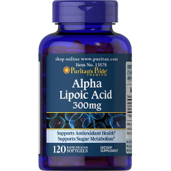 Альфа липоевая кислота 300 мг, Puritan's Pride Alpha Lipoic Acid, 120 мягких капсул