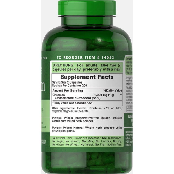 Кориця, Cinnamon, Puritan's Pride, 500 мг, 400 капсул