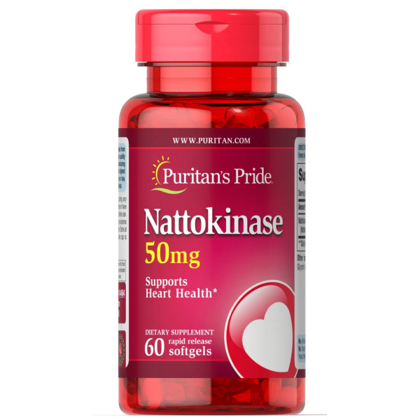 Наттокіназа, Nattokinase, Puritan's Pride, 50 мг, 60 капсул