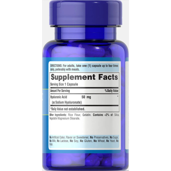 Гіалуронова кислота, Hyaluronic Acid, Puritan's Pride, 50 мг, 60 капсул
