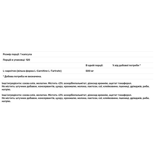 L-карнітин, L-Carnitine, Puritan's Pride, 500 мг, 120 капсул