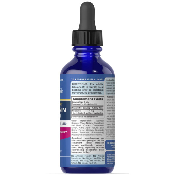 Мелатонін зі смаком вишні, Melatonin, Puritan's Pride, 1 мг, 59 мл