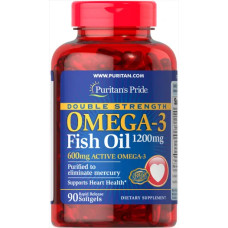 Омега-3 риб'ячий жир 1200 600 мг, подвійна сила, Puritan's Pride Omega-3 Fish Oil, 90 капсул
