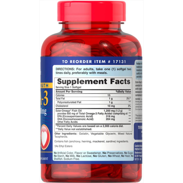 Омега-3 риб'ячий жир, Omega-3 Fish Oil, Puritan's Pride, подвійна сила, 1200\/600 мг, 90 капсул