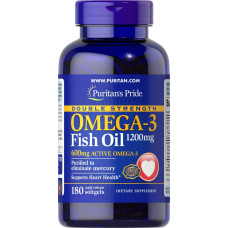 Омега-3 риб'ячий жир 1200 мг подвійна сила, Puritan's Pride Omega-3 Fish Oil, 180 капсул