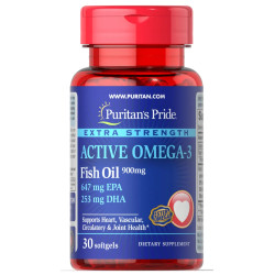 Омега-3 рыбий жир, Puritan's Pride Omega-3 Fish Oil, экстра сила, 30 капсул