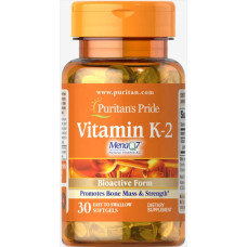 Вітамін K2 50 мкг, Puritan's Pride Vitamin K-2 (MenaQ7), 30 м'яких капсул