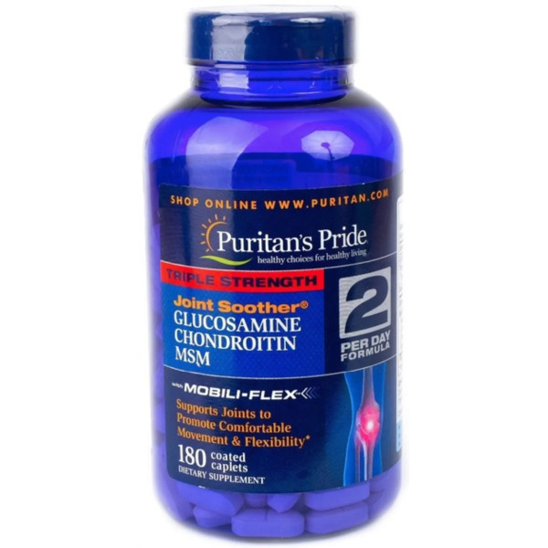 Глюкозамін хондроїтин і МСМ, Triple Strength Glucosamine, Chondroitin, MSM, Puritan's Pride, 180 каплет