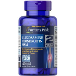 Глюкозамин хондроитин и MSM, 2 в день, Puritan's Pride Glucosamine, Chondroitin & MSM-2 Per Day Formula, 60 каплет