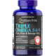 Омега 3-6-9, Triple Omega 3-6-9, Puritan's Pride, потрійна, з риб'ячим, лляним та огірковим маслом, 120 гелевих капсул