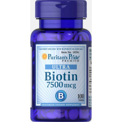 Біотин 7500 мкг, Puritan's Pride Biotin, 100 таблеток