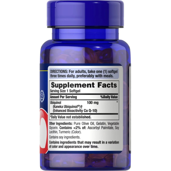 Убіхінол, Ubiquinol, Puritan's Pride, 100 мг, 60 гелевих капсул