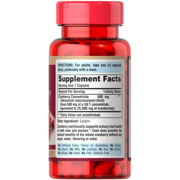Журавлина, Cranberry, Puritan's Pride, 1 на день, 60 капсул