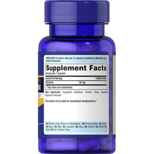 Мелатонін, Melatonin, Puritan's Pride, 10 мг, 30 капсул (пробна версія)