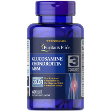 Глюкозамін хондроїтин та МСМ, Puritan's Pride Glucosamine, Chondroitin & MSM-3 Per Day Formula, 60 каплет