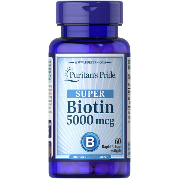 Біотин, Biotin, Puritan's Pride, 5000 мкг, 60 капсул