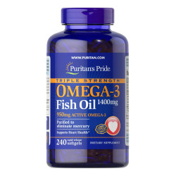 Омега-3 риб'ячий жир 1400 мг (950 мг активного омега-3), Puritan's Pride Omega-3 Fish Oil, 240 капсул
