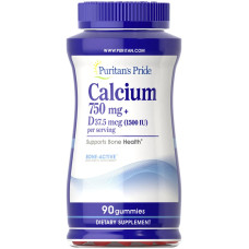 Кальций 750 мг с витамином D3 жевательные, Puritan's Pride Calcium Vitamin D, 90 жевательных конфет