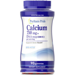 Кальцій 750 мг з вітаміном D3 жувальні, Puritan's Pride Calcium Vitamin D, 90 жувальних цукерок