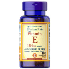 Вітамін E з селеном 400 МО 50 мкг, Puritan's Pride Vitamin E, 100 гелевих капсул