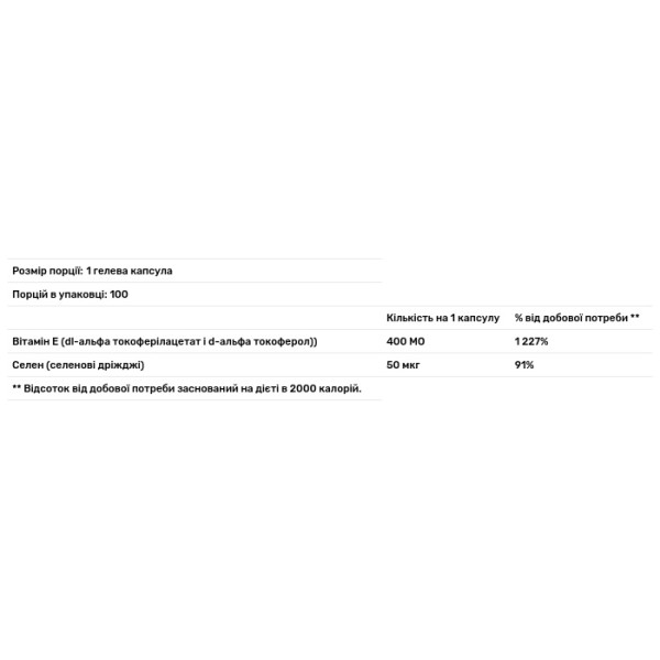 Вітамін Е з селеном, Vitamin E, Puritan's Pride, 400 МО \/ 50 мкг, 100 гелевих капсул