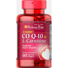 Коензим Q10 + L-карнітин 30/200 мг, Puritan's Pride Q-SORB Co Q-10 plus L-Carnitine, 60 капсул