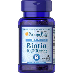 Біотин 10 000 мкг, Puritan's Pride Biotin, 100 гелевих капсул