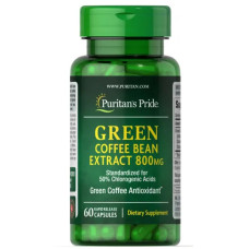 Зелена кава 800 мг, Puritan's Pride Green Coffee Bean, 60 капсул