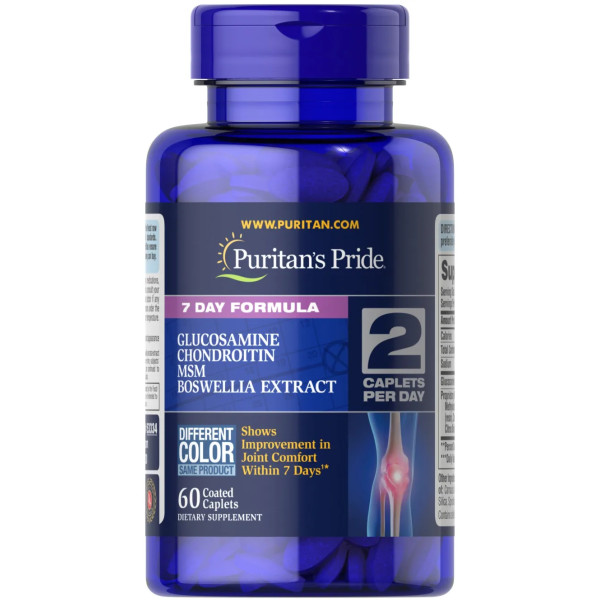 Підтримка суглобів, 7 днів, Joint Soother, Puritan's Pride, з глюкозаміном, хондроїтином, МСМ і Босвелл, 60 капсул