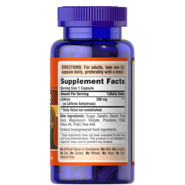 Кофеїн, Caffeine, 8-Hour Sustained Release, Puritan's Pride, 200 мг, 60 капсул