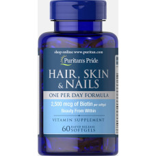 Формула для волосся, шкіри та нігтів, Puritan's Pride Hair, Skin & Nails, 1 на день, 60 капсул