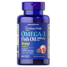 Омега-3 риб'ячий жир 1000 мг, Puritan's Pride Omega-3 Fish Oil, для кісток, 60 гелевих капсул
