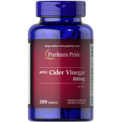 Яблочный уксус 600 мг, Puritan's Pride Apple Cider Vinegar, 200 таблеток
