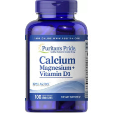 Кальций, магний, витамин D3, Puritan's Pride Calcium Magnesium plus Vitamin D, 100 капсул