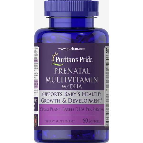 Вітаміни для вагітних, Prenatal Multivitamin with DHA, Puritan's Pride, 60 капсул
