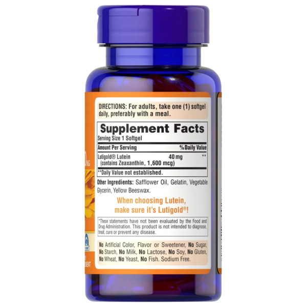 Лютеїн з зеаксантином, Lutein, Puritan's Pride, 40 мг, 120 гелевих капсул