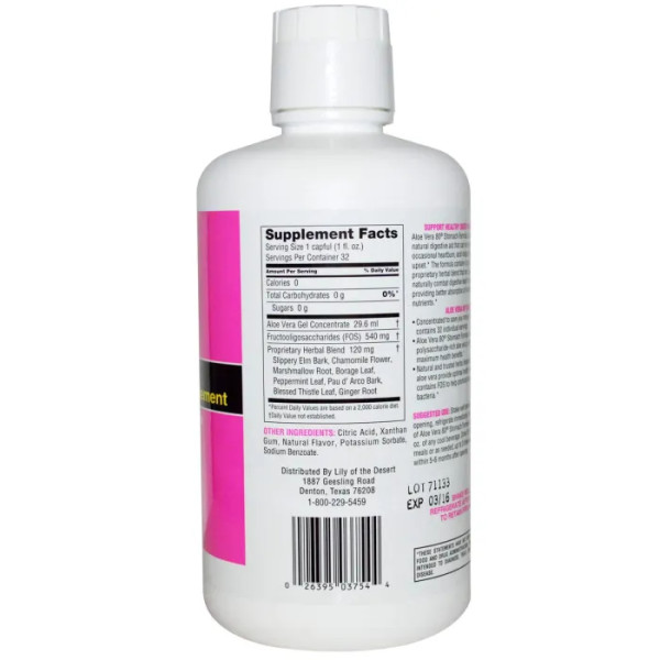 Алое, формула для шлунка, Aloe Vera 80, Lily of the Desert, 0,95 л