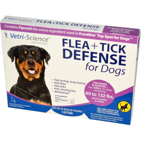 Средство от блох для собак, Flea + Tick Defense, 21st Century, 40-60 кг, 3 аппликатора