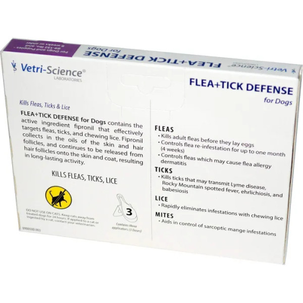 Средство от блох для собак, Flea + Tick Defense, 21st Century, 40-60 кг, 3 аппликатора