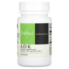 Вітаміни A D3 K2, DaVinci Laboratories of Vermont Vitamins A D&K, 60 капсул