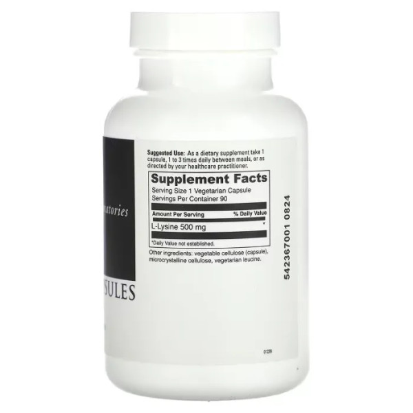 L-лізин, L-Lysine, DaVinci Laboratories, 90 капсул (500 мг на капсулу)