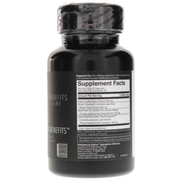 Зниження ваги, Adipo-Leptin Benefits, DaVinci Laboratories of Vermont, переваги адіполептину, 60 капсул