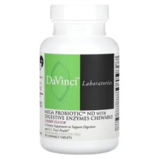 Пробіотик з ферментами, Mega Probiotic ND with Digestive Enzymes Chewable DaVinci Laboratories of Vermont, смак вишня, 90 жувальних таблеток