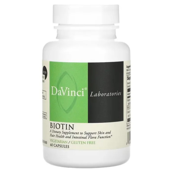 Біотин, Biotin, DaVinci Laboratories of Vermont, 2000. мкг, 60 капсул