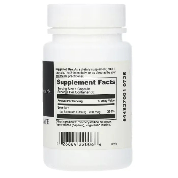 Селен, Selenium Citrate, DaVinci Laboratories of Vermont, 200 мкг, 60 капсул