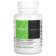 Омега-3 1000, DaVinci Laboratories of Vermont Omega-3 1000, 45 капсул у кишковорозчинній оболонці
