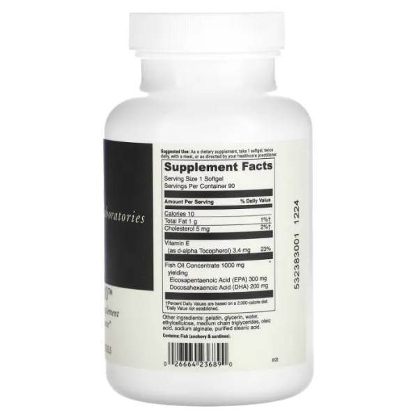 Омега-3, риб'ячий жир, Omega-3 1000, DaVinci Laboratories of Vermont, 90 капсул, покритих кишковорозчинною оболонкою