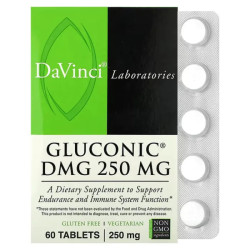 Диметилгліцин 250 мг, DaVinci Laboratories of Vermont Gluconic DMG, 60 таблеток