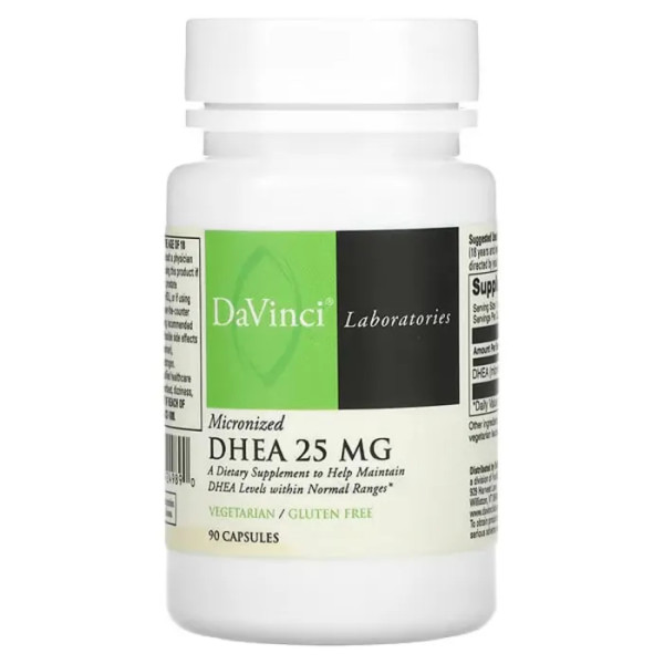 ДГЕА (дегідроепіандростерон), Micronized DHEA, DaVinci Laboratories of Vermont, 25 мг, 90 капсул