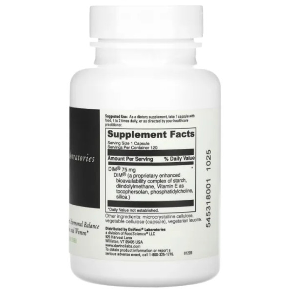 Підтримка гормонального балансу (диіндолілметан), DIMPRO, DaVinci Laboratories of Vermont, 75 мг, 120 капсул